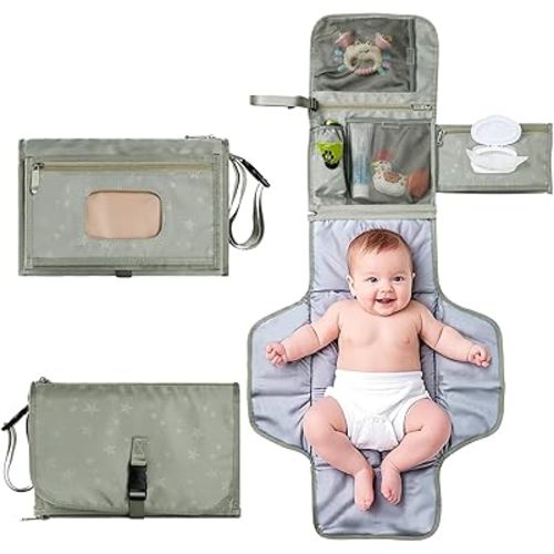 Portable Baby Diaper Changing Pad with Wipe Dispenser and Waste Bag Dispenser Detachable Diaper Changing Travel Bag with Waterproof Changing Mat Well Organized for Changing Kits