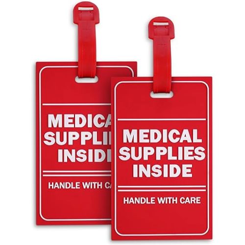 2 Pack Medical Supplies Inside Tag, Handle with Care for Luggage or Bags Containing Medical Devices, Easy to Spot