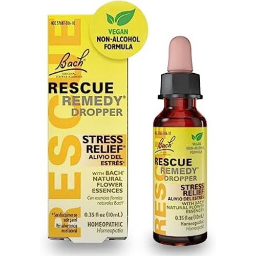RESCUE Bach Remedy Dropper 10mL, Natural Stress Relief, Homeopathic Flower Essence, Vegan, Gluten & Sugar-Free, Non-Habit Forming (Non-Alcohol Formula)