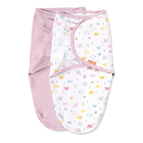 SwaddleMe® Original Swaddle – Size Small/Medium, 0-3 Months, 2-Pack, (Elephant Rainbow) - SwaddleMe® Original Swaddle – Size Small/Medium, 0-3 Months, 2-Pack, (Elephant Rainbow)