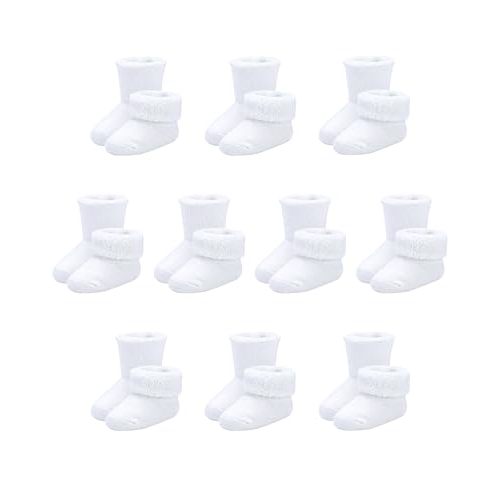 Baby Socks Newborn Terry Cotton Ankle Crew Socks 0-3 Months Girls Preemie Turn Cuff Infant Sock 10 Pairs