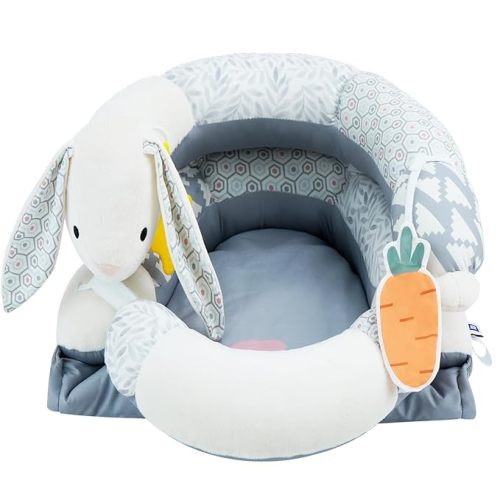 Lovvie & Joy 2-in-1 Tummy Time Mat & Seated Support Pillow,Baby Tummy Time Pillow Support for Newborns and Older Babies,with Detachable Support Pillow and Toys Rabbit