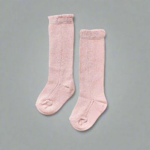 Little Love Bug Company Eyelet Knee High Sock Pink Size 0-12m 2 Pack