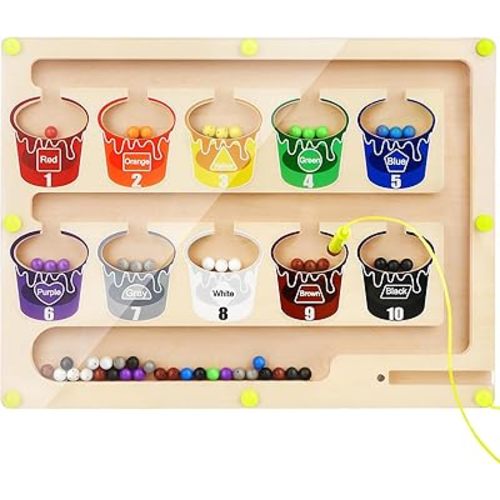 Magnetic Color and Number Maze, Montessori Magnet Puzzles Board Toys for Kids, Education Counting & Matching for Preschool Learning Activities, Travel Toys for Toddlers Fine Motor Skills