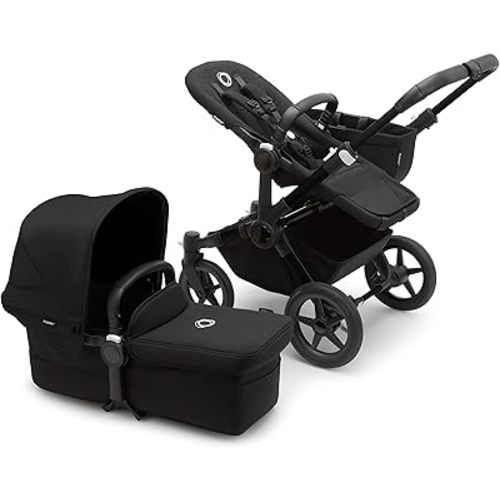 Bugaboo Donkey 5 Mono Complete - Single Stroller Converts to Side-by-Side Double Stroller, Multiple Seat Positions - Alu/Midnight Black-Midnight Black