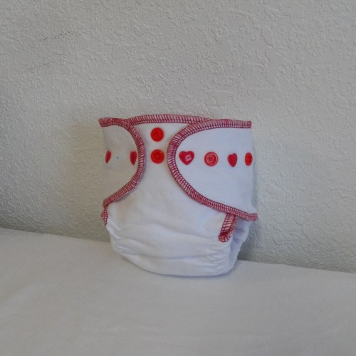 Fitted Newborn Cloth Diaper- 4 to 9 pounds- Red Heart- (Inv #16058)