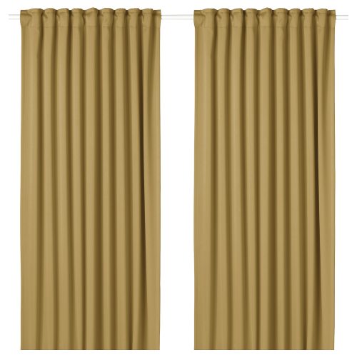 MAJGULL Room darkening curtains, 1 pair - beige-yellow/with heading tape 57x98 "