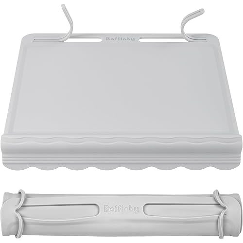 Silicone Placemats for Baby & Kid, Eating Mat with Teething Edge Bumper, Rollable Travel Baby Mat with Built-in Rope, All-in-One Travel Mat for Dining and Activities On-the-Go, BPA Free, 12"x11", Gray