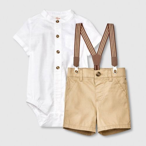 Baby Boys' Suspender Set - Cat & Jack™ White, Size: Newborn
