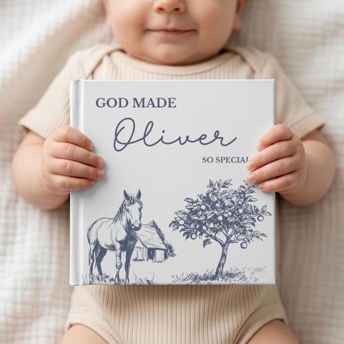 Personalized Baby Book, Hand Draw Farm Theme Storybook, Baptism Gift for Boy or Girl, Cristian Bedtime Book, Gift for Godson or Goddaughter