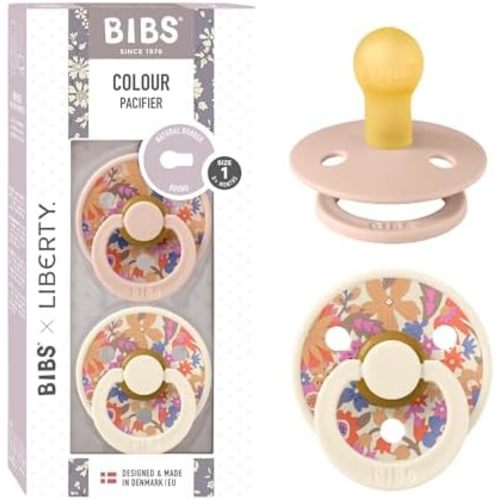 Bibs Colour Pacifier 2-Pack | BPA Free Soother, Round Nipple. Natural Rubber Latex,