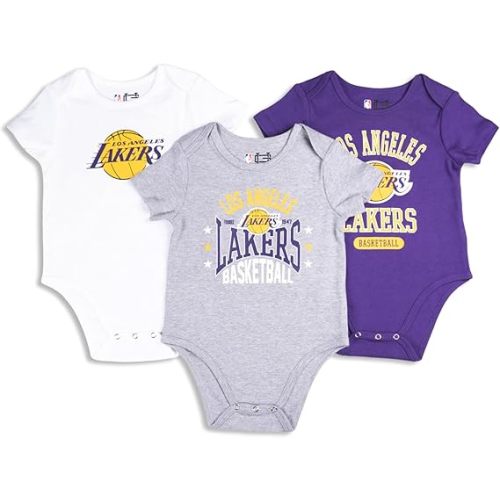 Ultra Game NBA unisex-baby Nba Official Baby Super Soft Cotton 3 Pack Baby Creeper Bodysuit