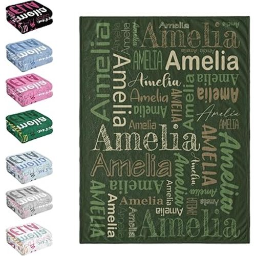 Vsmoedb Custom Baby Blanket with Name, Custom Name Blanket for Boys Girls, Personalized Blankets for Birthday Christmas Newborn, Made in USA