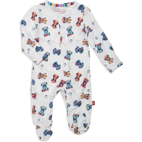 Magnetic Me Boys Modal Magnetic Baby Footie Pajamas | Silky Soft Modal Fabric | Baby Sleepers