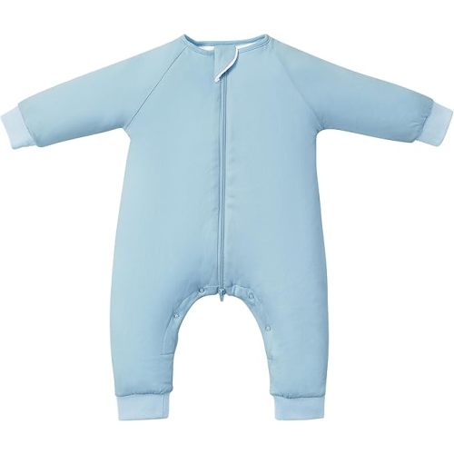 Baby Sleep Sacks with Feet, 1.0 TOG Long Sleeve Wearable Blanket for 0–6M Infants & 2T–4T Toddlers, Soft and Cozy