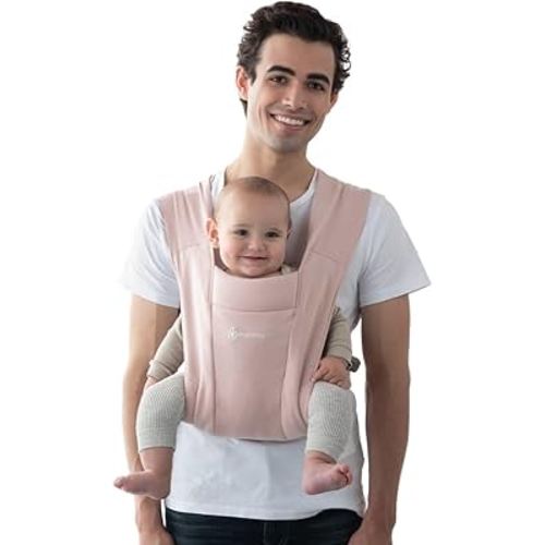 Ergobaby Embrace Baby Carrier Newborn to Toddler - Breathable Baby Carriers for Summer - Cozy Essentials (7-25 Pounds), Ponte Knit, Blush Pink