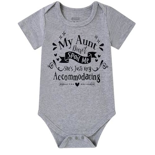 Lovefairy Baby Outfits Newborn Boys Girls Bodysuits Unisex Short Sleeve Clothes Funny Romper My Aunt Doesn't Spoil Me She's Just Very Accommodating 3-6 Months