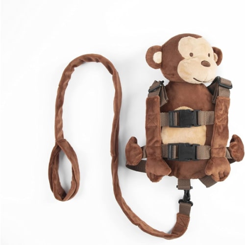 2 in 1 New Monkey Toddler Safety Harness Backpack Children's Walking Leash Strap（Brown）