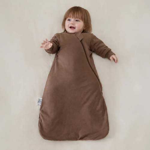 Warm Long Sleeve Sleep Sack 2.5 TOG - Organic Cotton & Camel Wool - Mocha Brown
