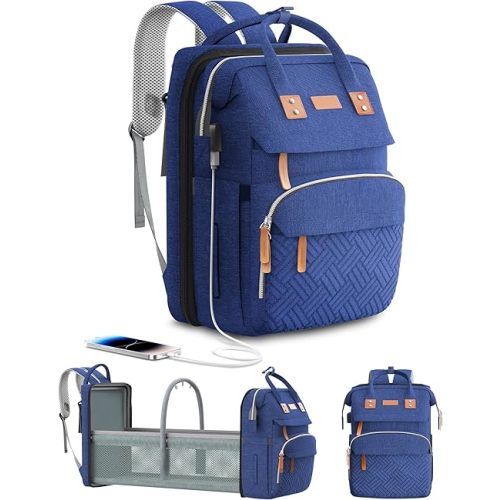 ISMGN Diaper Bag Backpack, Large Diaper Bag, Multifunctional Diaper Bag, Baby Bag, Navy Blue