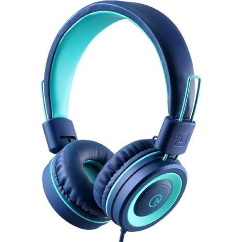 noot products K11 Kids Headphones with Wired Cord 3.5mm Jack Navy/Teal