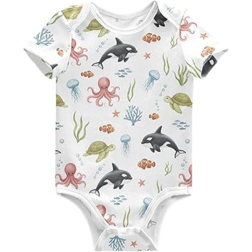 Baby Boys Girls One Piece Rompers Cotton Short Sleeve Bodysuit Newborn Infant Clothes Outfits for 0-24 Month