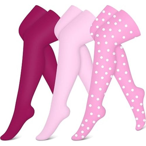 CHARMKING 3 Pairs Thigh High Compression Socks for Women and Men 15-20 mmHg Boost Circulation and All Day Comfort