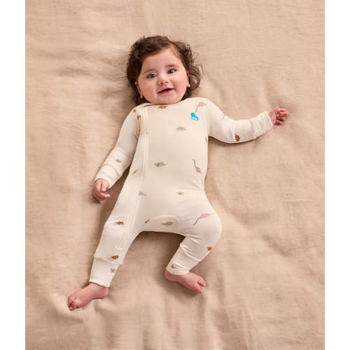 Romper Snug Fit Viscose from Bamboo Cream Dino Snore