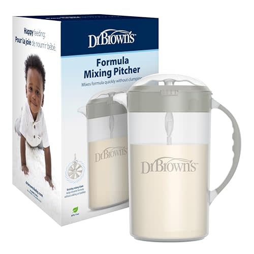 Dr. Brown's Baby Formula Mixing Pitcher with Adjustable Stopper, Locking Lid, and No Drip Spout, 36 oz, BPA-Free, Gray, 1-Pack