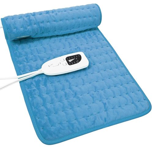 Heating Pad Electric Heat Pad, Hot Heated Pad,Moist Heat Heating Pad Moist and Dry Heat,Multiple Temp and Timer Settings (Blue, 24"X12")