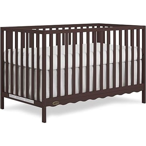 Dream On Me Synergy Wave 5-in-1 Convertible Crib in Chocolate Chip, JPMA & Greenguard Gold Certified, Converts from a Baby Crib to a Toddler Bed, Daybed, and Full-Size Bed