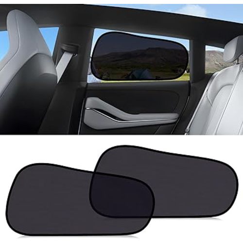 ZATOOTO Tesla Model Y Window Shades for Rear Window Sun Shade Semi Transparent Static Cling | Custom Fit 2020-2024 | 95% UV & Heat Block | Privacy Protection | No Adhesive, Tool-Free Install