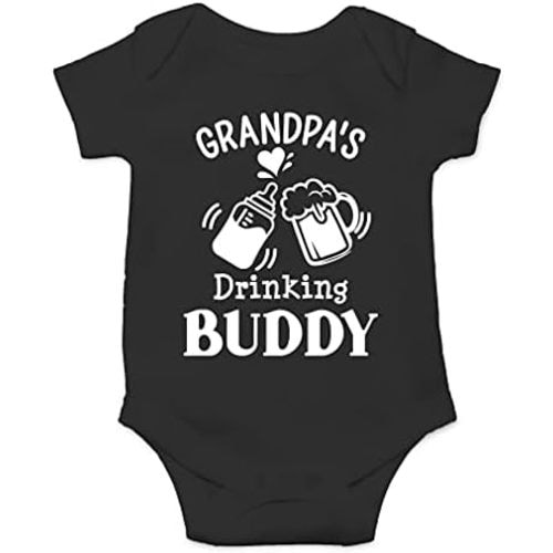 AW Fashions Grandpa's Drinking Buddy Bodysuit Funny Newborn Announcement Baby Boy Outfit Cute Girl Clothes