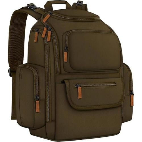 Mancro Diaper Bag Backpack, Large Multifunction Baby Backpack for Travel with Stroller Strap and 2 Insulated Pockets, Diaper Baby Bag for Mom, Dark Green
