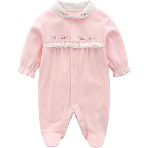 Baby One Piece Romper Soft Cotton Sleepwear Footed Jumpsuit for 0-12 Month Infant
