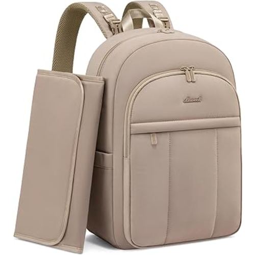 LOVEVOOK Diaper Bag Backpack, Large Puffy Baby Bag with Changing Pad Insulated Pockets Stroller Straps, Waterproof Diaper Backpacks for Mom Dad, Coffee Brown