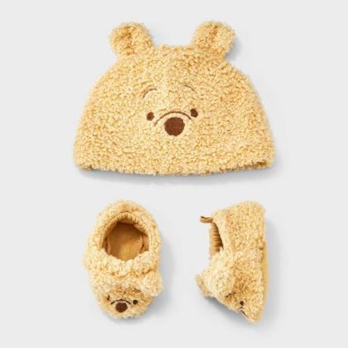 Baby Winnie the Pooh Hat and Bootie Set - Cloud Island™ Beige 0-3M