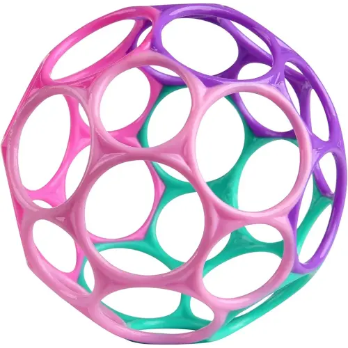 Bright Starts Oball Easy Grasp Classic Ball Infant Toy in Pink/Purple, Age Newborn and up. 4 Inches