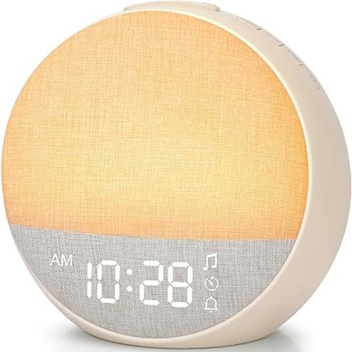 Sunrise Alarm Clock & White Noise Machine 2-in-1, Wake Up Light, 30 Soothing Sounds for Sleep, 11 Night Light Colors, Memory Function, Sunrise Lamp for Bedroom Decor