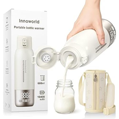 Portable Bottle Warmer for Travel, 20 oz Large Capacity Bottle Warmer On The Go, 10400mAh Long-Lasting Battery&Super Fast Charging in 2.5 Hours, Fast Heating for Breastmilk, Formula, Water