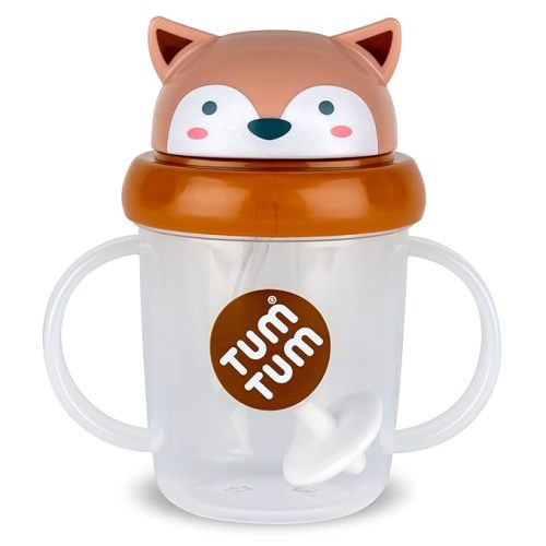 TUM TUM Tippy Up Free Flow Sippy Cup (No Valve), Sippy Cup for Toddlers, BPA Free (Fergus Fox 200ml)