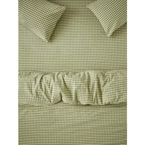 Elm Green & Butter Yellow Color Drenched Gingham Linen Blend Fitted Sh | Piglet in Bed US