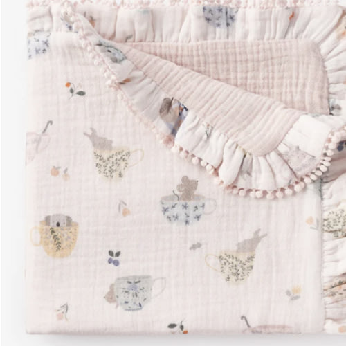 Tea Party Organic Muslin Security Blanket