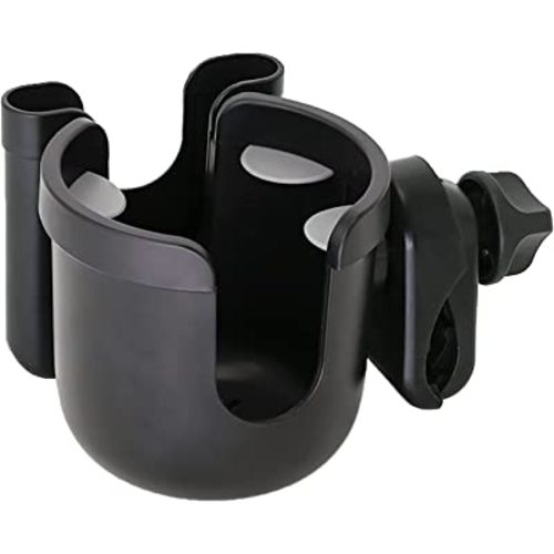 Porte-gobelet universel, porte-gobelet de poussette avec support de téléphone, accessoires de poussette, porte-bouteille d'eau de vélo, tapis roulant, fauteuil roulant (noir)