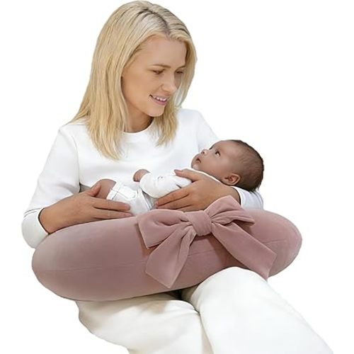 Nursing Pillow, U-Shaped Breastfeeding Support Cushion for Bottle & Breast Feeding (Pink)