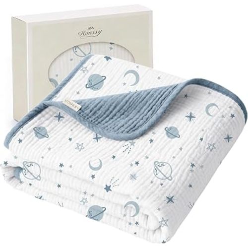 Konssy 100% Cotton Muslin Baby Blanket for Girls Boys, 40"x36"
