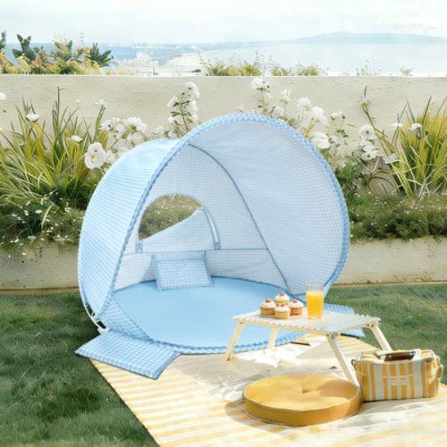 Tiny Land One-Stop Beach Toy & Tent Set - Pastel Yellow Stripes | Wayfair