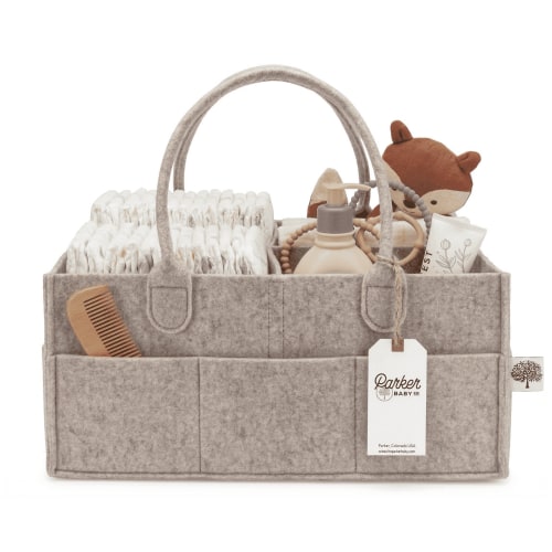 Parker Baby Felt Diaper Caddy - Large Nursery Organizer with Dividers
