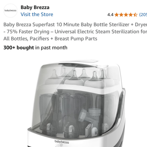Baby Brezza 10 Minute Baby Bottle Sterilizer + Dryer - Superfast Electric Steam Sterilization - Universal Sterilizing for All Bottles, Pacifiers + Breast Pump Parts