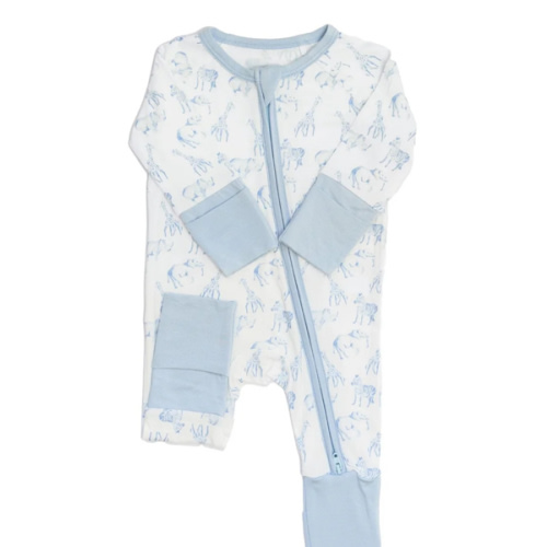 Blue Safari Sleep Romper | Posh Tots Children's Boutique